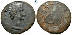 Roman Provincial Asia Minor. Uncertain mint. Augustus 27 BC-AD 14. Struck circa 25 BC Sestertius Æ 35mm., 24,11g. AVGVSTVS, bare head right / Large C•A within rostral wreath. nearly very fine RIC 501 