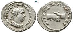 Roman Imperial Balbinus AD 238. Rome Antoninianus AR 22mm., 4,94g. IMP CAES D CAEL BALBINVS AVG, radiate, draped and cuirassed bust right / PIETAS MVTVA AVGG, clasped hands. very fine RIC 12; BMC 74-6