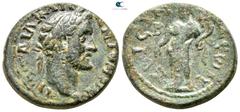 Roman Provincial Pisidia. Isinda . Antoninus Pius AD 138-161. Bronze Æ 2mm., 9,12g. Α(VΤ?) Τ ΑΙΛ ΚΑΙС ΑΝΤωΝEΙΝOC, laureate head of Antoninus Pius, right / ΙСΙΝ-ΔEωΝ, Β (in left field), Tyche standing 