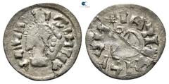 Migration Period The Gepids. Sirmium . Pseudo-imperial imitative. Siliqua in the name of Anastasius. Siliqua AR 14 mm., 0,39 g. Pearl-diademed, draped and cuirassed bust right / Monogram. nearly very 