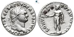 Roman Imperial Titus AD 79-81. Rome Denarius AR 18 mm., 3,05 g. IMP TITVS CAES VESPASIAN AVG P M, laureate head of Titus to right / BONVS EVENTVS AVGVSTI, Bonus Eventus standing left, holding patera i