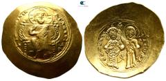 Byzantine Constantine X Ducas AD 1059-1067. Byzantine Histamenon Nomisma AV 27 mm., 4,39 g. [+ IhS IXS] REX REGNANTIhm, Christ, nimbate, seated facing on lyre-backed throne, raising right hand in bene