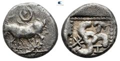 Greek Dynasts of Lycia. Uncertain mint. Kuprilli 470-435 BC. Trihemiobol AR 11mm., 1,53g. very fine