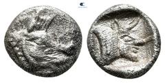 Greek Dynasts of Lycia. Uncertain mint. Uncertain Dynast 470-440 BC. 1/8 Stater - Trihemiobol AR 10 mm., 0,94 g. Forepart of boar right / Forepart of man-headed bull right within incuse square. good v