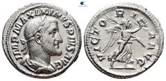 Roman Imperial Maximinus I Thrax AD 235-238. Rome Denarius AR 19 mm, 3,19 g IMP MAXIMINVS PIVS AVG, laureate, draped and cuirassed bust of Maximinus to right / VICTORIA AVG, Victory advancing right, h