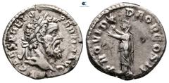 Roman Imperial Pertinax AD 193-193. Rome Denarius AR 18 mm, 3,43 g IMP CAES P HELV PERTIN AVG, laureate head of Pertinax to right / PROVID DEOR COS II, Providentia standing left, raising both hands to
