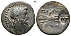 Greek Pisidia. Termessos Major circa 100-0 BC. Bronze Æ 20 mm, 4,73 g Laureate head of Zeus to right, sceptre behind / ΤΕΡ-ΜΗΣ-ΣΕ-ΩΝ, winged thunderbolt, c/m: bee to left within incuse circle. very fi