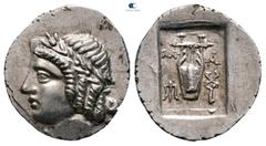 Greek Lycia. Masikytes circa 30-20 BC. Hemidrachm AR 16 mm, 1,81 g Λ-Υ, laureate head of Apollo left / M-A, lyre; trident to left; kerykeion to right. extremely fine Troxell 54.