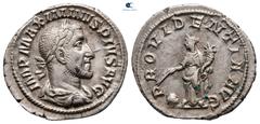 Roman Imperial Maximinus I Thrax AD 235-238. Rome Denarius AR 18 mm, 2,68 g IMP MAXIMINVS PIVS AVG, laureate, draped and cuirassed bust of Maximinus I to right, seen from behind / PROVIDENTIA AVG, Pro