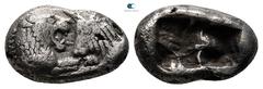 Greek Kings of Lydia. Sardeis. Kroisos 560-546 BC. 1/6 Stater AR 8 mm, 1,72 g Confronted foreparts of lion right and bull left / Two incuse square punches of unequal size. very fine GRPC Lydia S6; Ber