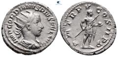 Roman Imperial Gordian III AD 238-244. Rome Antoninianus AR 21 mm, 4,62 g IMP GORDIANVS PIVS FEL AVG, radiate, draped and cuirassed bust of Gordian right / P M TR P V COS II P P, Gordian standing righ