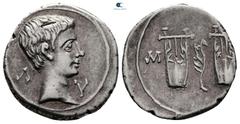Roman Provincial Lycia. Masikytes. Augustus 27 BC-AD 14. Drachm AR 17 mm, 3,54 g Λ-Υ, bare head right / M-[A], two lyres; aphlaston between. very fine RPC I 3309; SNG von Aulock 4349.