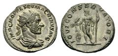 Macrinus, 217-218. Antoninianus (Silver, 22mm, 4.13 g 12), Rome, 217-218. IMP C M OPEL SEV MACRINVS AVG Radiate and draped bust of Macrinus to right. Rev. IOVI CONSERVATORI Jupiter standing left, drap