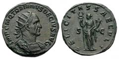 Trajan Decius, 249-251. Double Sestertius (Bronze, 36mm, 40.35 g 12), Rome. IMP C M Q TRAIANVS DECIVS AVG Radiate, draped and cuirassed bust of Trajan Decius to right. Rev. FELICITAS SAECVLI / S - C F