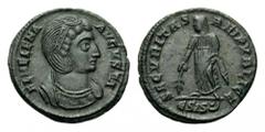 Helena, Augusta, 324-328/30. Follis (Bronze, 18mm, 2.83 g 1), mother of Constantine I, Siscia, 328-329. FL HELENA AVGVSTA Draped bust of Helena to right, wearing stephane. Rev. SECVRITAS REI PVBLICE /