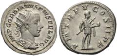 Gordian III, 238-244. Antoninianus (Silver, 18mm, 4.09 g 12), Rome, 241-243. IMP GORDIANVS PIVS FEL AVG Radiate, draped and cuirassed bust of Gordian III to right. Rev. P M TR P V COS II P P Gordian I