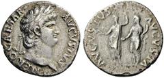 Nero, 54-68. Denarius (Silver, 18mm, 3.05 g 6), Rome, 64-65. NERO CAESAR AVGVSTVS Laureate head of Nero to right. Rev. AVGVSTVS AVGVSTA Nero, radiate and togate, holding long scepter with his left han
