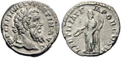 Pertinax, 193. Denarius (Silver, 17mm, 3.20 g 12), Rome. IMP CAES P HELV PERTIN AVG Laureate head of Pertinax to right. Rev. LAETITIA TEMPOR COS II Laetitia standing left, holding wreath in her right 