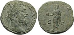 Didius Julianus, 193. Sestertius (Orichalcum, 27mm, 16.83 g 12), Rome. IMP CAES M DID SEVER IVLIAN AVG Laureate head of Julianus to right. Rev. RECTOR ORBIS / S - C Didius Julianus standing left, wear