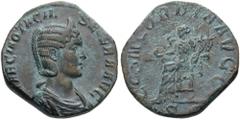 Otacilia Severa, 244-249. Sestertius (Bronze, 27mm, 18.53 g 12), Rome. MARCIA OTACIL SEVERA AVG Diademed and draped bust of Otacilia Severa to right. Rev. CONCORDIA AVGG / S C Concordia seated left on