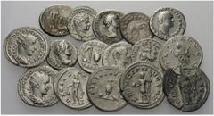 ROMAN. Imperial. A lot containing 16 silver coins. Includes: Vespasian (3, including one Judaea Capta type), Titus (2), Trajan, Caracalla (2), Geta, Gordian III (2), Philip I (broken), Philip II (2), 
