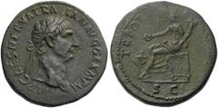 Trajan, 98-117. Sestertius (Orichalcum, 32mm, 26.48 g 6), Rome, 98-99. IMP CAES NERVA TRAIAN AVG GERM P M Laureate head of Trajan to right. Rev. TR POT COS II P P / S C Concordia seated left on chair,