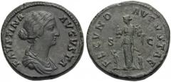 Faustina Junior, Augusta, 147-175. Sestertius (Orichalcum, 33mm, 28.15 g 12), Rome, struck under Marcus Aurelius, 161-175. FAVSTINA AVGVSTA Draped bust of Faustina to right. Rev. FECVND AVGVSTAE / S -