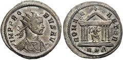Probus, 276-282. Antoninianus (Billon, 24mm, 4.07 g 11), Rome, 278. IMP PROBVS AVG Radiate and cuirassed bust of Probus to right. Rev. ROMAE AETER / R*A Roma seated facing, her head turned to left, ho