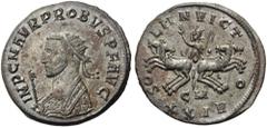 Probus, 276-282. Antoninianus (Billon, 22mm, 4.48 g 1), Cyzicus, 280. IMP C M AVR PROBVS P F AVG Radiate bust of Probus to left, wearing imperial mantle and holding eagle-tipped scepter with his right