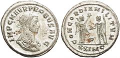 Probus, 276-282. Antoninianus (Billon, 23mm, 3.57 g 6), Cyzicus, 280. IMP C M AVR PROBVS AVG Radiate, draped and cuirassed bust of Probus to right. Rev. CONCORDIA MILITVM / P / XXIMC Victory standing 
