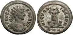 Probus, 276-282. Antoninianus (Billon, 22mm, 4.34 g 12), Rome, 281. PROBVS P F AVG Radiate and cuirassed bust of Probus to right. Rev. VICTORIA GERM / R(thunderbolt)A Trophy of arms with two bound cap