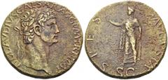 Claudius, 41-54. Sestertius (Orichalcum, 33mm, 26.36 g 6), Rome, 41-42. TI CLAVDIVS CAESAR AVG P M TR P IMP Laureate head of Claudius to right. Rev. SPES AVGVSTA / S C Spes advancing to left, lifting 