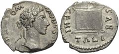 Commodus, 177-192. Denarius (Silver, 17mm, 2.23 g 2), a contemporary imitation. L AVREL COMMODVS AVG Laureate head of Commodus to right. Rev. DIS / GENI / TAL / IBVS Lighted altar of rectangular shape