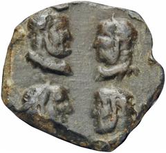 The first Tetrarchy, circa 293-305. Seal (Lead, 16mm, 8.23 g). Laureate and draped busts of the four Tetrarchs; two on left, two on right. Rev. Rare and interesting. Good very fine.