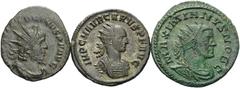 ROMAN. Imperial. A lot containing 3 bronze coins. Includes: Antoniniani of Carus, Maximianus and Victorinus. About very fine. LOT SOLD AS IS, NO RETURNS. 3 coins in lot.