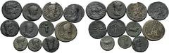 Large Lots Assorted 11 Roman Provincial AE's. Includes: Macedon, Koinon, Marcus Aurelius. AD 161-180, AMNG III 272; Thessalonica, Claudius, with Divus Augustus. AD 41-54. RPC 1578; Caesarea, Severus A
