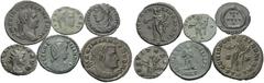 Large Lots ROMAN. A lot with an attracive group of 5 fourth century bronzes and one billon Antoninianus of Gallienus for a total of 6 coins. Includes: Diocletian, Galerius as Caesar, Severus II as Cae