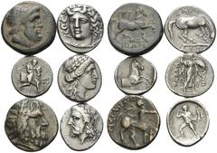 The Stoecklin Collection, Part II - Greek THESSALY. (31.05 g). Lot of Six Coins of Thessaly. 1. Ainianes, Hypata. AR Hemidrachm, 17 mm, 2.65 g, 11h. BCD II 26 (same obverse die). 2. Gyrton. AE Trichal