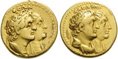 The Stoecklin Collection, Part II - Greek PTOLEMAIC KINGS OF EGYPT. Ptolemy II Philadelphos, with Arsinöe II, 285-246 BC. Pentekontadrachma, or Half Mnaieia (Gold, 21 mm, 13.77 g, 12 h), Alexandria, a