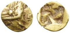 Greek MYSIA. Kyzikos. Circa 600-550 BC. Tetartemorion of 1/48 Stater (Electrum, 6 mm, 0.32 g). Head of tunny to left. Rev. Incuse square. SNG France -. SNG von Aulock 7258. Von Fritze I 3. A very rare