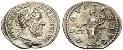 Roman Imperial & Provincial Macrinus, 217-218. Denarius (Silver, 20 mm, 2.89 g, 12 h), Rome. IMP C M OPEL SEV MACRINVS AVG Laureate and draped bust of Macrinus to right. Rev. AEQVITAS AVG Aequitas sta