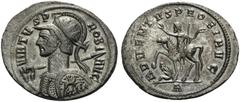 Roman Imperial & Provincial Probus, 276-282. Antoninianus (Billon, 25 mm, 3.77 g, 6 h), Cyzicus mint, 1st officina, 276-277 AD. VIRTVS P-ROBI AVG Radiate, helmeted and cuirassed bust of Probus to left