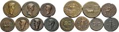 The Stoecklin Collection Part III Roman and Byzantine Caligula and Claudius. (Bronze). Lot of 7 Bronze Coins. 1. Germanicus. As, 26 mm, 12.52 g, 5h. RIC 50 (Caligula) 2. Agrippina. Sestertius, 36 mm, 