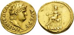 The Stoecklin Collection Part III Roman and Byzantine Nero, 54-68. Aureus (Gold, 19 mm, 7.27 g, 6 h), Rome, 67-68. IMP NERO CAESAR AVG P P Laureate head of Nero to right. Rev. SALVS Salus seated left 