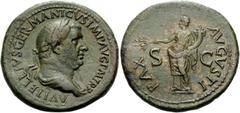 The Stoecklin Collection Part III Roman and Byzantine Vitellius, 69. Sestertius (Orichalcum, 35 mm, 26.32 g, 6 h), Rome. A VITELLIVS GERMANICVS IMP AVG P M TR P Laureate and draped bust of Vitellius t