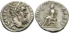 The Stoecklin Collection Part III Roman and Byzantine Pertinax, 193. Denarius (Silver, 17.5 mm, 3.67 g, 12 h), Rome. IMP CAES P HELV PERTIN AVG Laureate head of Pertinax to right. Rev. OPI DIVIN TR P 