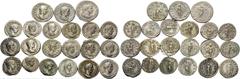 The Stoecklin Collection Part III Roman and Byzantine SEVERAN DYNASTY. (Silver, 69.00 g). Lot of 21 Severan Silver Coins: Caracalla, Antoninianus and Denarius; Geta, Denarii (2); Macrinus, Denarii (3)