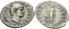Roman Imperial Otho, 69. Denarius (Silver, 20 mm, 2.84 g, 6 h), Rome, 15 January - 9 March 69. IMP M OTHO CAESAR AVG TR P Bare head of Otho to right. Rev. PAX ORBIS TERRARVM Pax standing to left holdi
