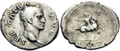 Roman Imperial Galba, 68-69. Denarius (Silver, 20 mm, 3.32 g, 6 h), Rome, July 68 - January 69. SER GALBA AVG Laureate head of Galba to right. Rev. IMP Galba on horseback right. Cohen 93. BMC 21. RIC 