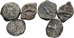 Celtic CELTIC, Central Gaul. 1st century BC. (5.38 g). Lot of one Silver and two Bronze Coins. (1). Iceni. Silver Unit, 15 mm, 0.81 g, 2h. Rudd ABC 1642. (2). Senones. Bronze, 16 mm, 2.99 g, 3h. LT 75